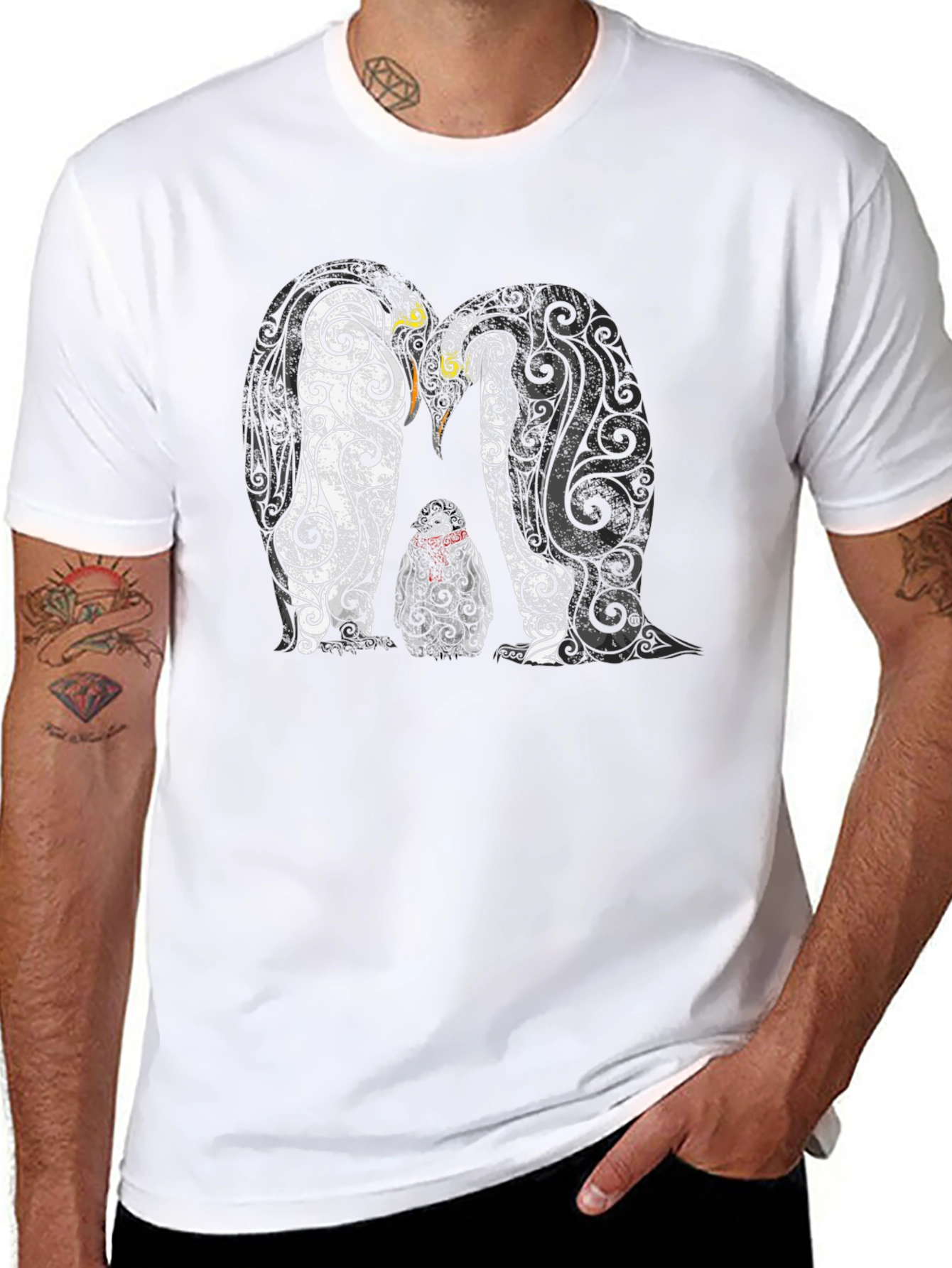 Penguin Family Graphic Tee - Black