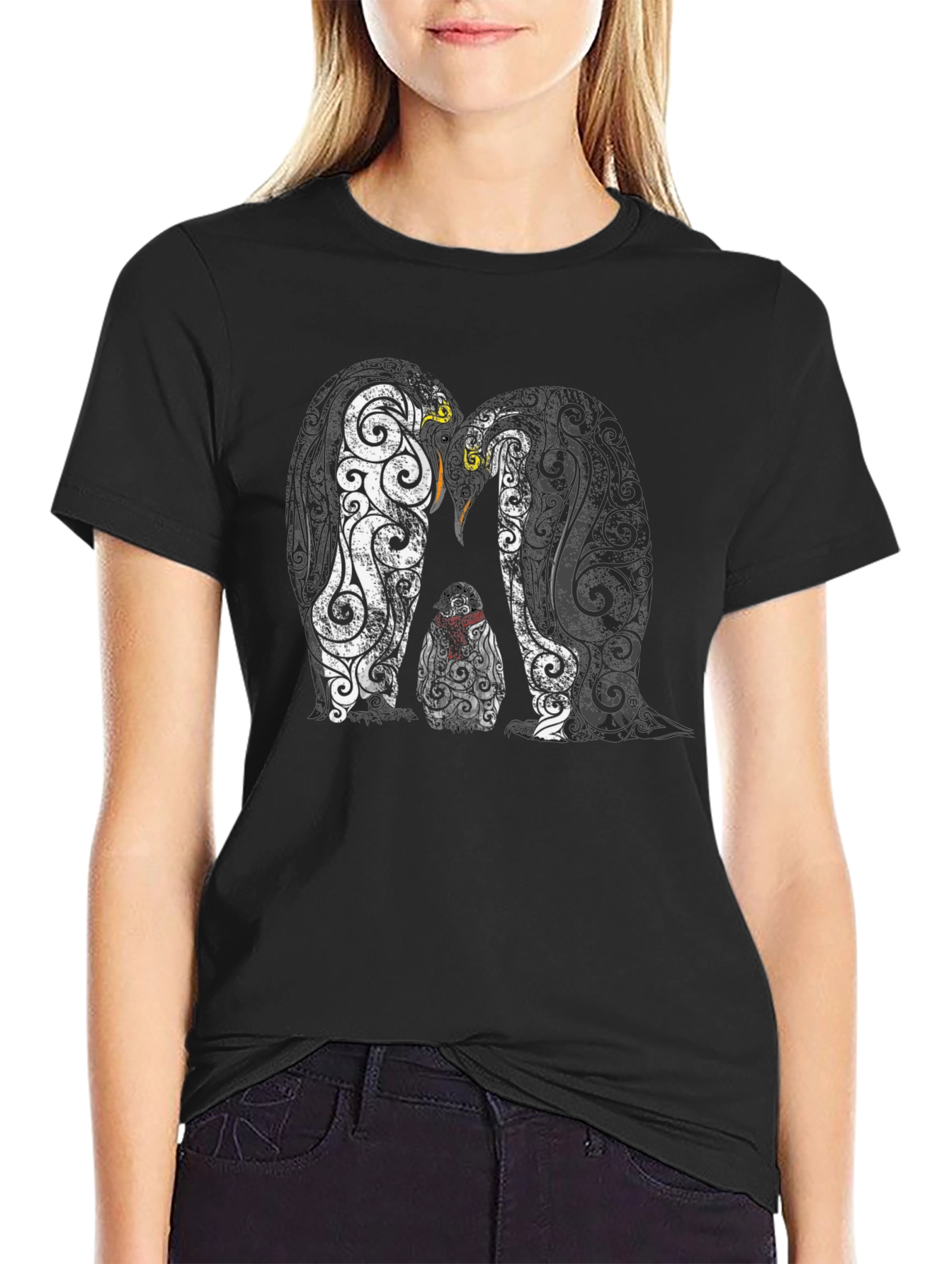 Penguin Family Graphic Tee - Black