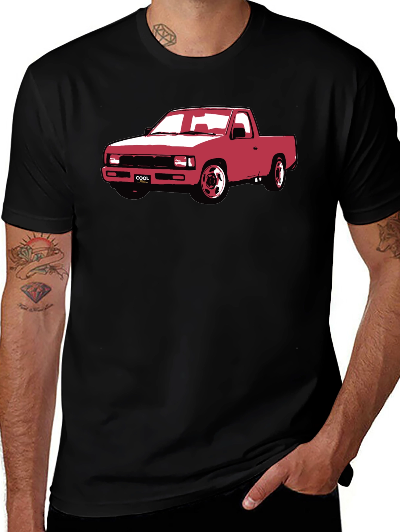 Cool Car Graphic T-Shirt - Black Crew Neck Tee
