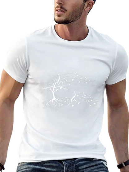 Music Tree Graphic Tee - Black Cotton Casual T-Shirt