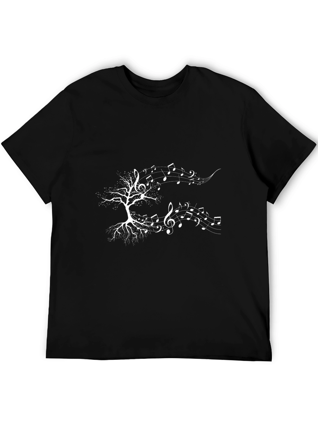 Music Tree Graphic Tee - Black Cotton Casual T-Shirt