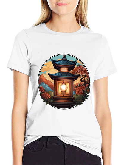 Asian Lantern Graphic Tee - Unique Design