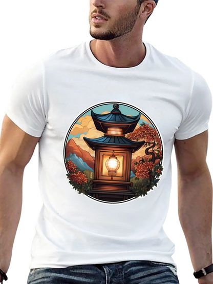 Asian Lantern Graphic Tee - Unique Design