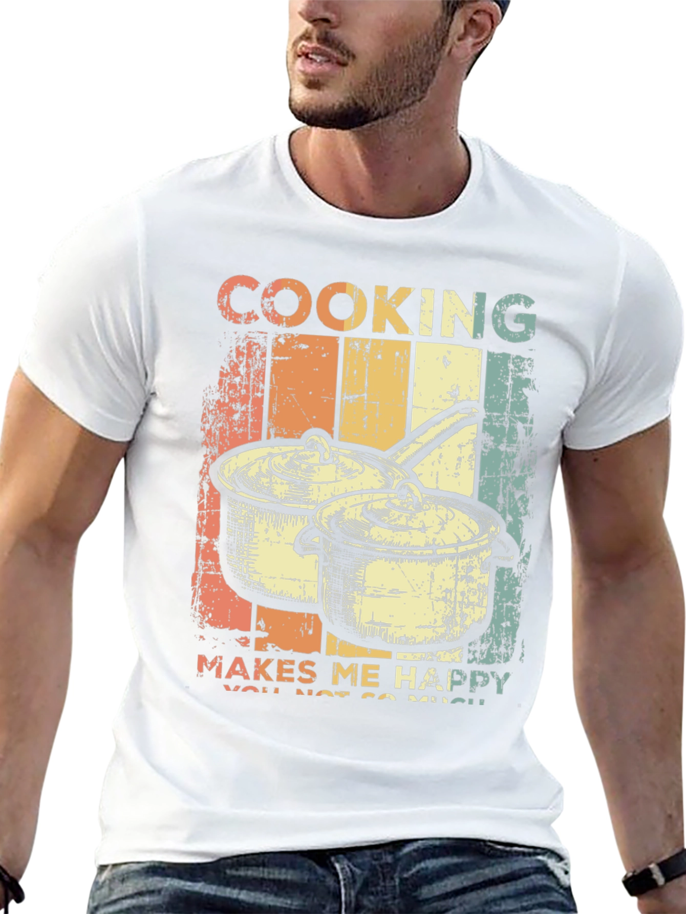 Cooking Makes Me Happy Retro T-Shirt