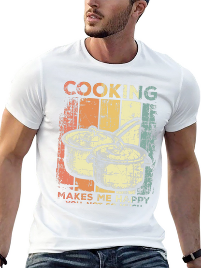 Cooking Makes Me Happy Retro T-Shirt
