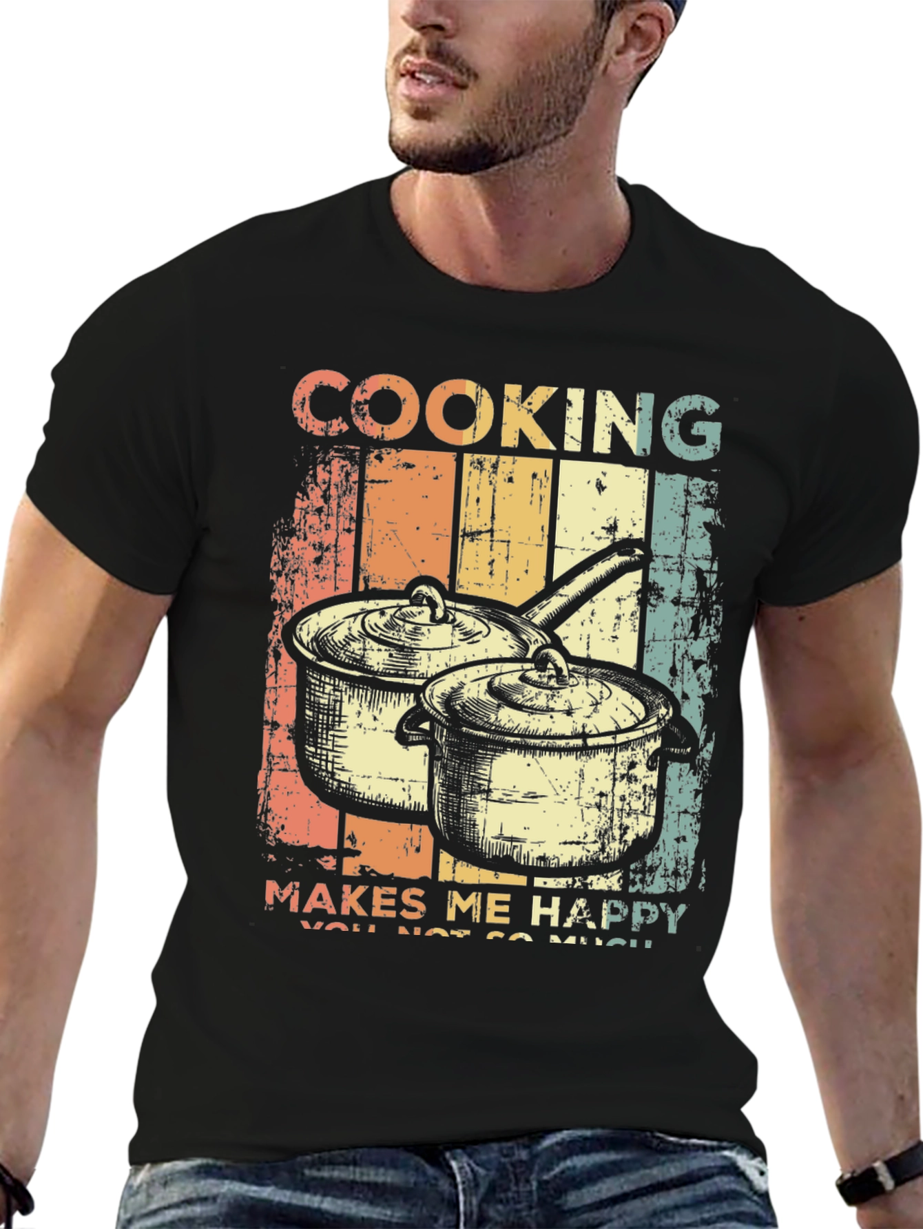 Cooking Makes Me Happy Retro T-Shirt
