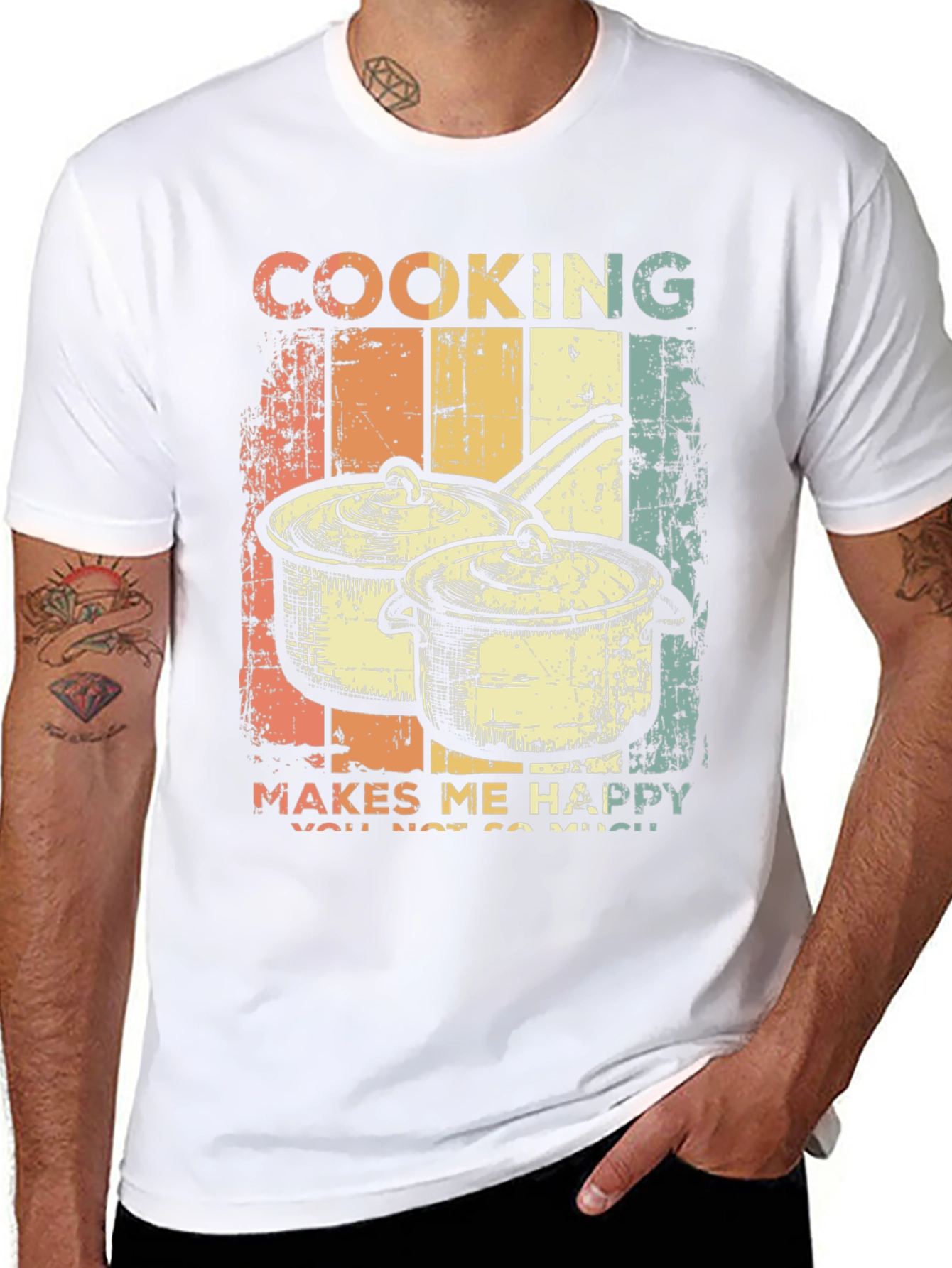 Cooking Makes Me Happy Retro T-Shirt