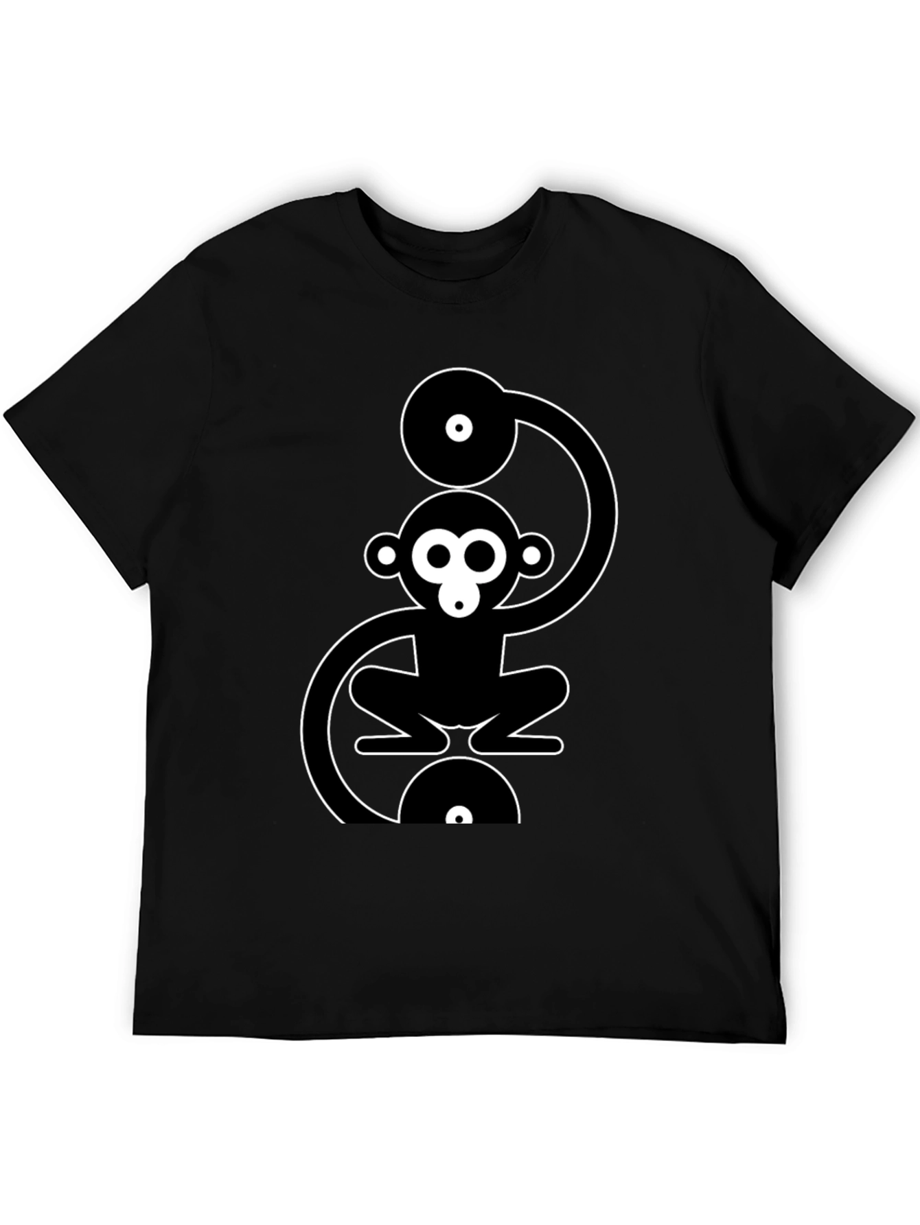 Monkey DJ Graphic T-Shirt - Black Cotton Crew Neck