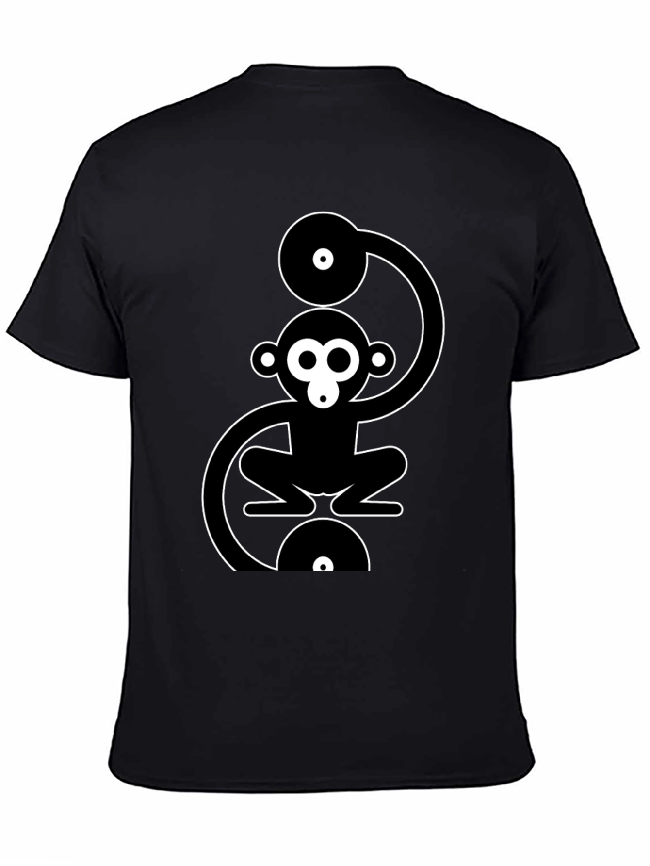 Monkey DJ Graphic T-Shirt - Black Cotton Crew Neck