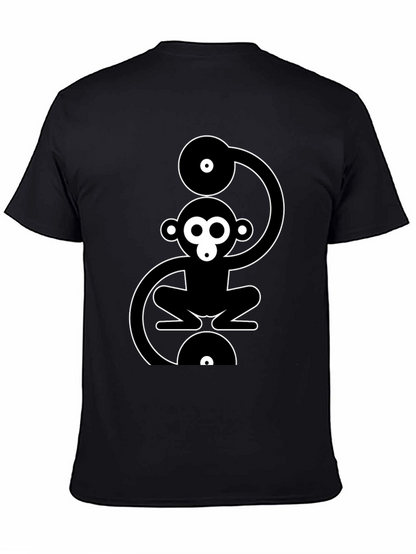 Monkey DJ Graphic T-Shirt - Black Cotton Crew Neck