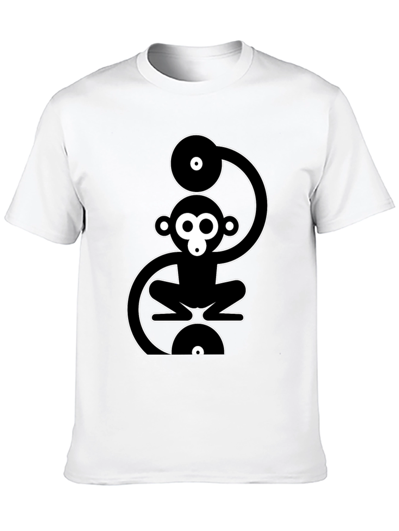 Monkey DJ Graphic T-Shirt - Black Cotton Crew Neck