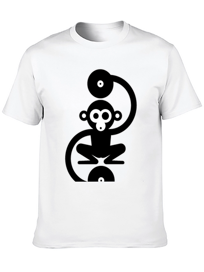 Monkey DJ Graphic T-Shirt - Black Cotton Crew Neck