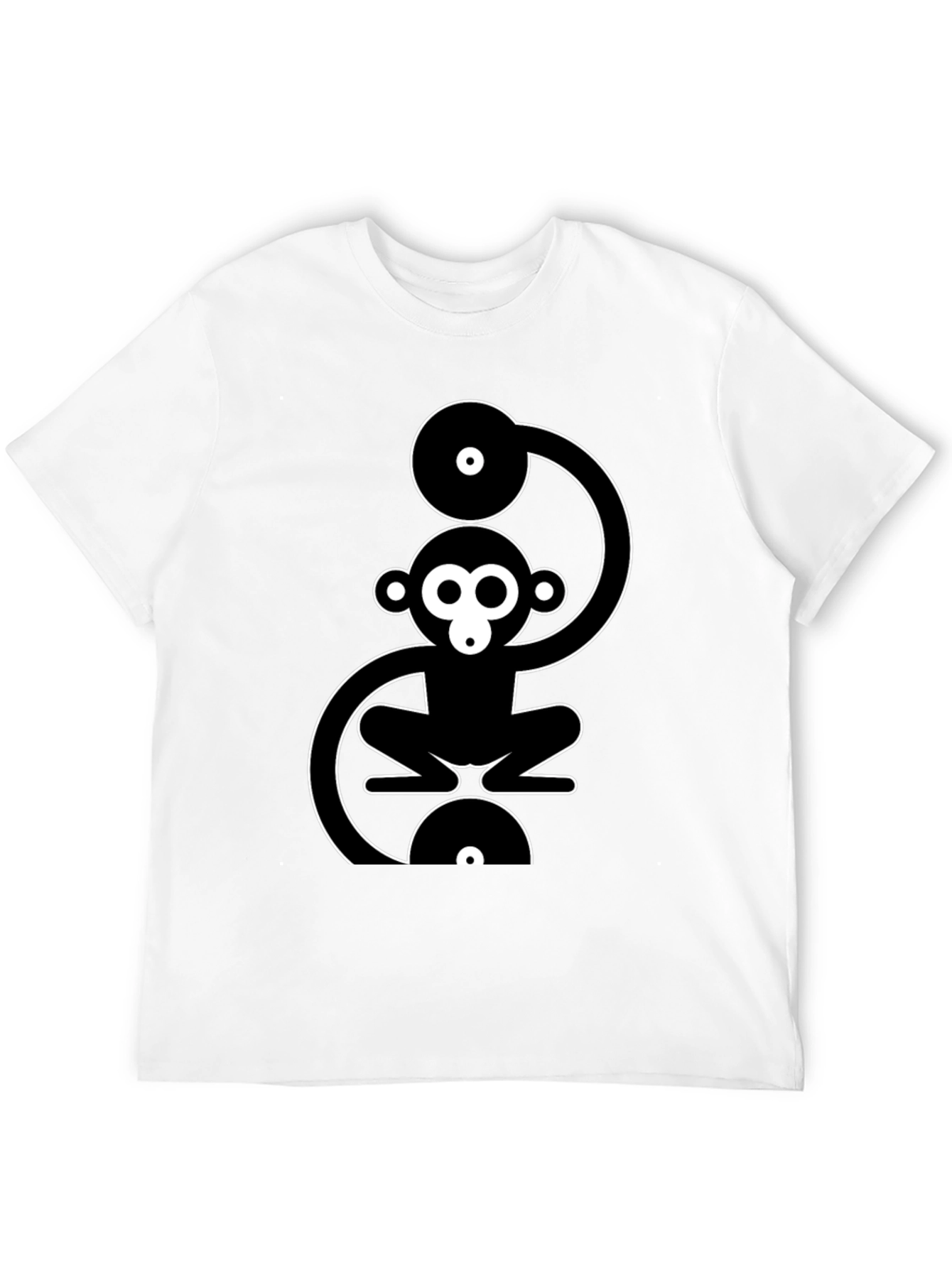 Monkey DJ Graphic T-Shirt - Black Cotton Crew Neck