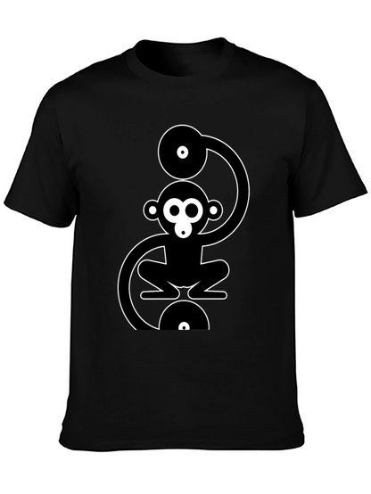 Monkey DJ Graphic T-Shirt - Black Cotton Crew Neck