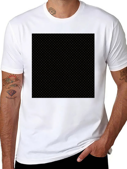 Modern Black Tee - Geometric Grid Pattern