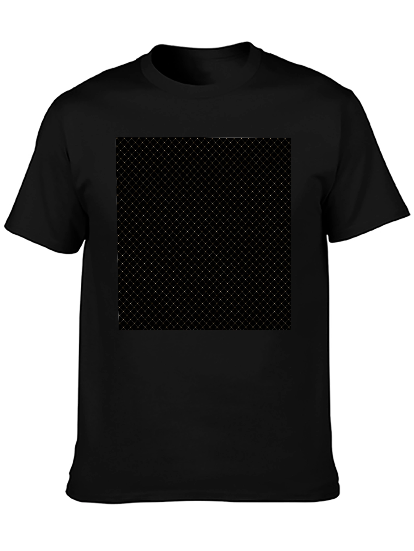 Modern Black Tee - Geometric Grid Pattern