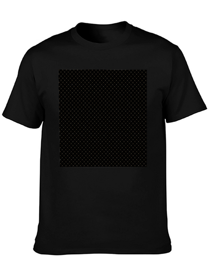 Modern Black Tee - Geometric Grid Pattern