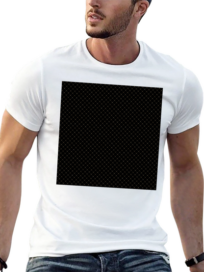 Modern Black Tee - Geometric Grid Pattern