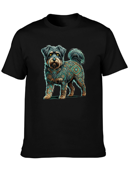 Dog Mandala Print Black T-Shirt