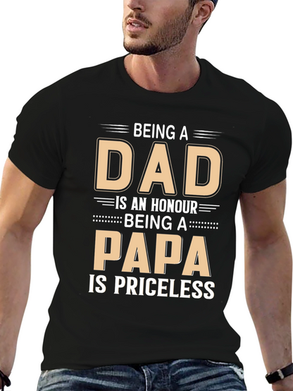 Dad Papa Honour Priceless Black T-Shirt