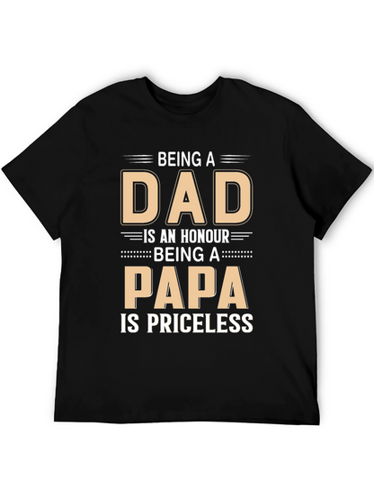 Dad Papa Honour Priceless Black T-Shirt