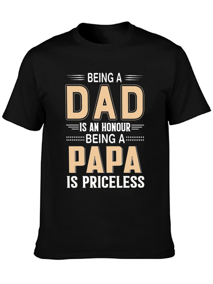 Dad Papa Honour Priceless Black T-Shirt