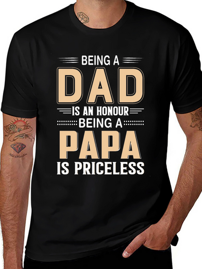 Dad Papa Honour Priceless Black T-Shirt