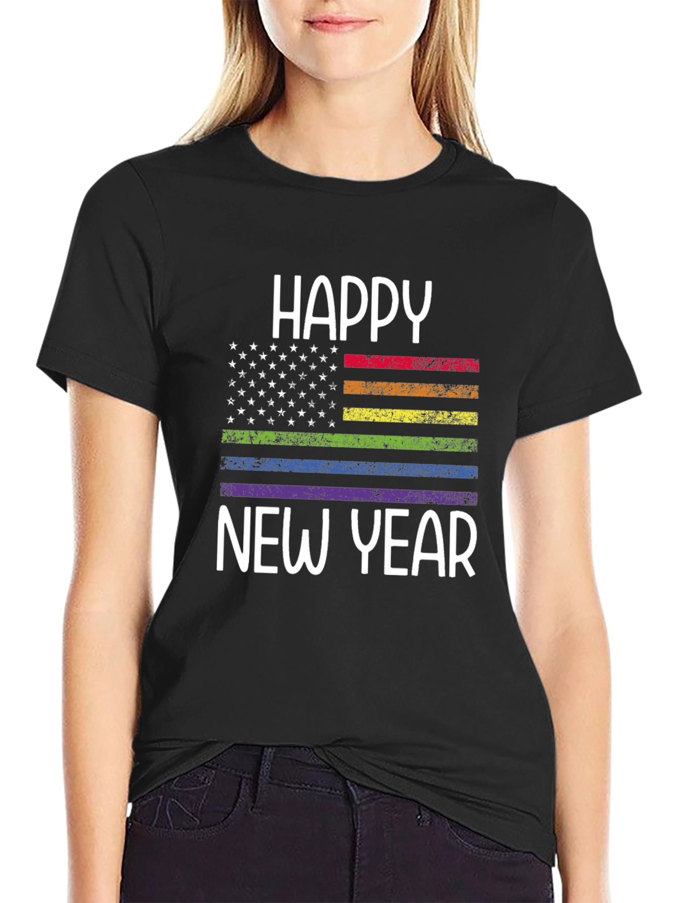 Happy New Year Pride Flag Graphic Tee