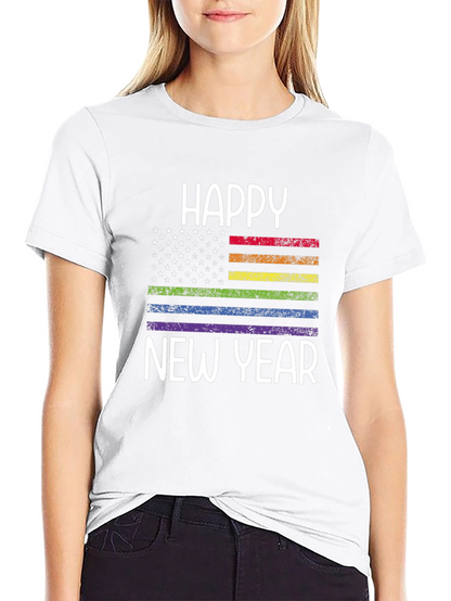 Happy New Year Pride Flag Graphic Tee