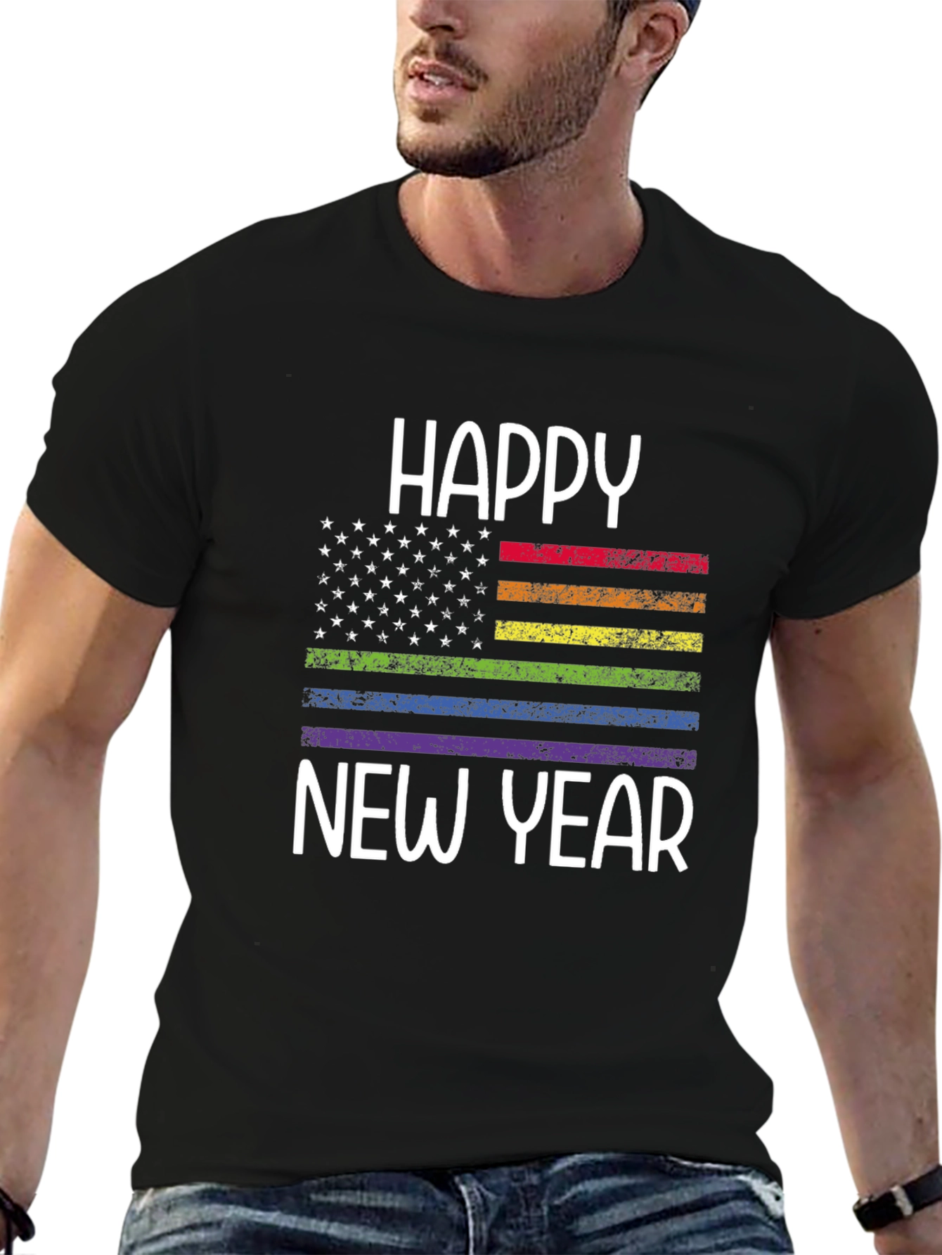 Happy New Year Pride Flag Graphic Tee