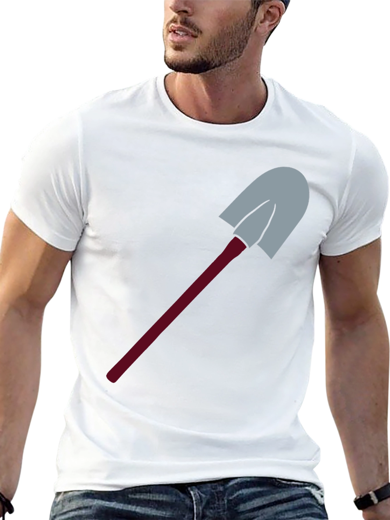 Novelty Shovel Graphic Tee - Black Cotton Blend