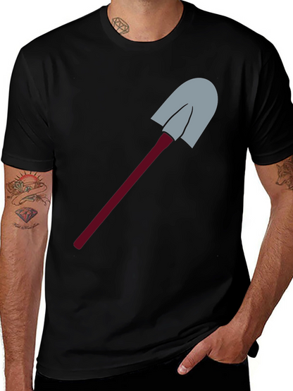 Novelty Shovel Graphic Tee - Black Cotton Blend