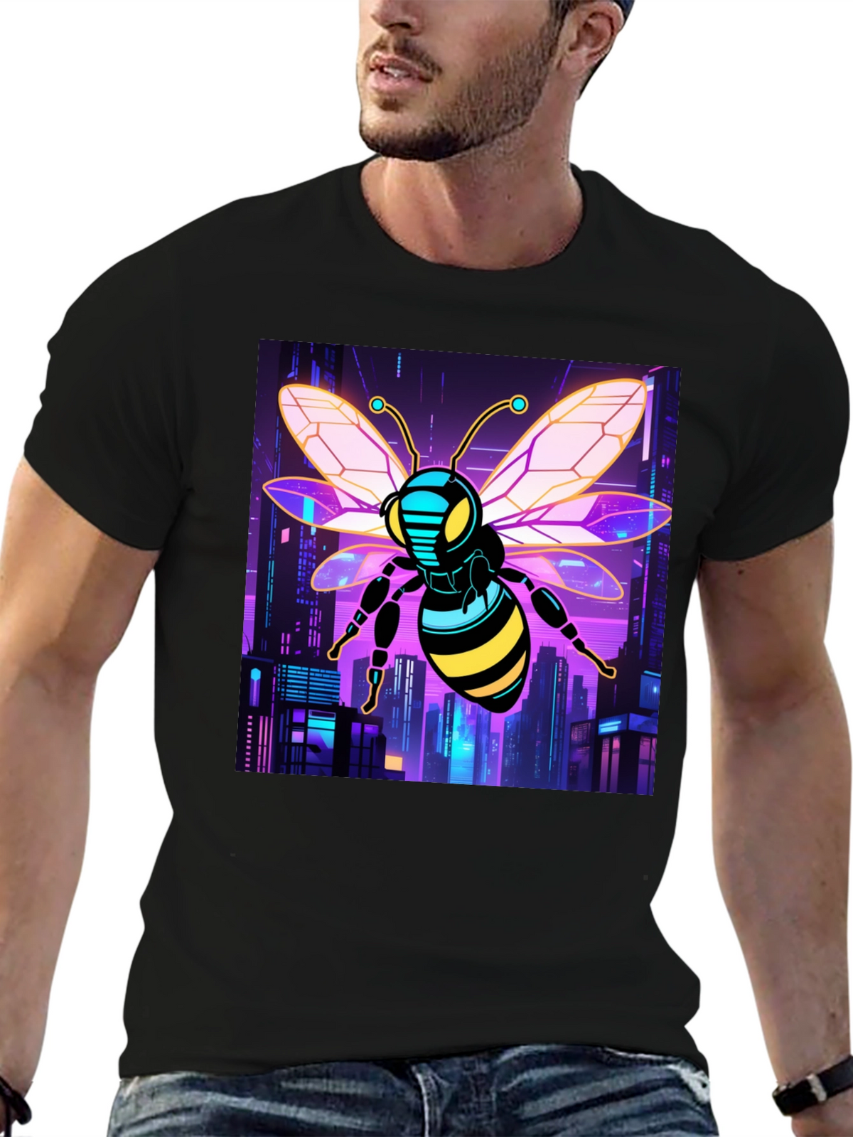 Cyberpunk Bee T-Shirt - Black