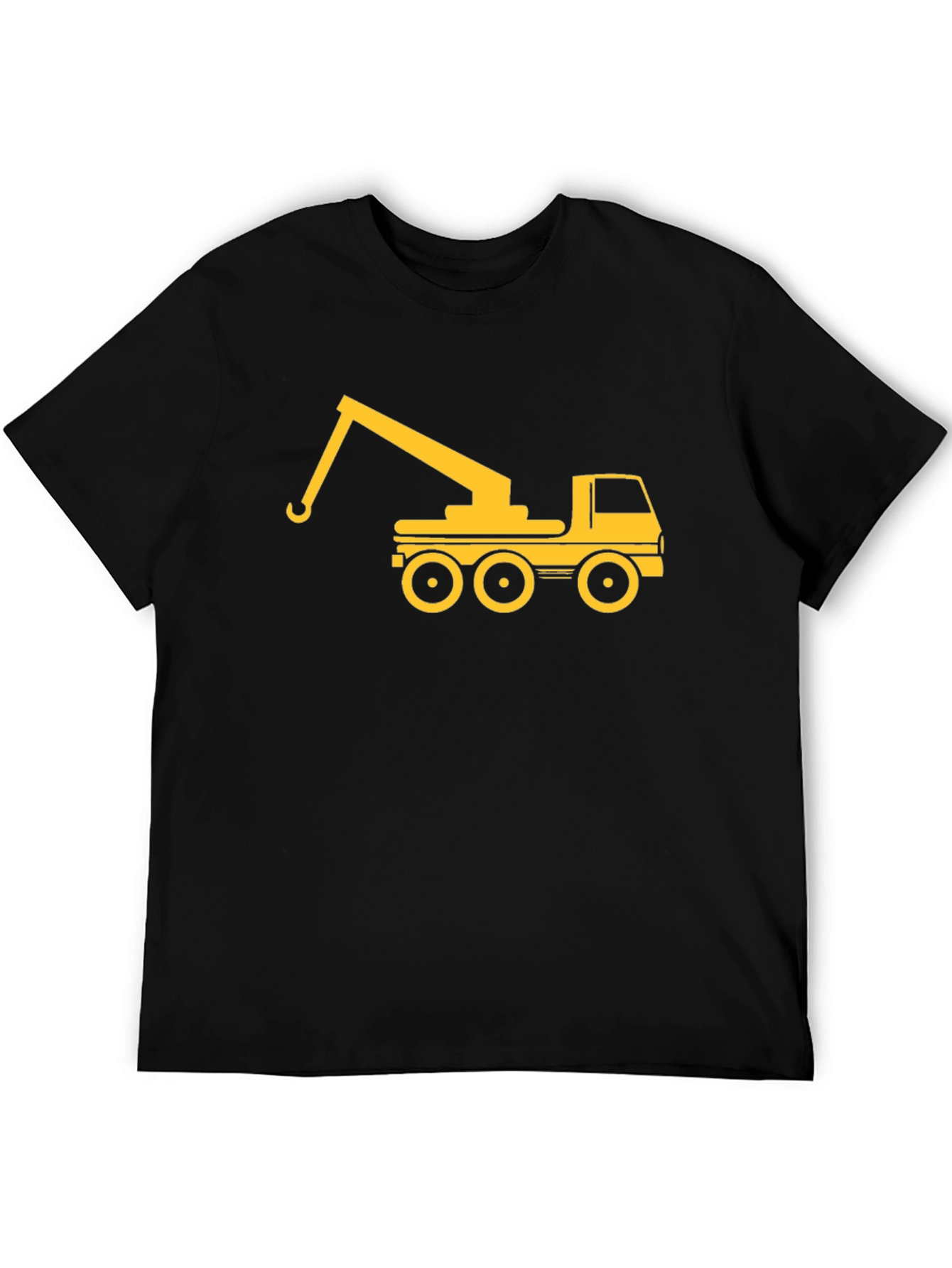 Crane Truck Graphic Tee - Black Cotton T-Shirt