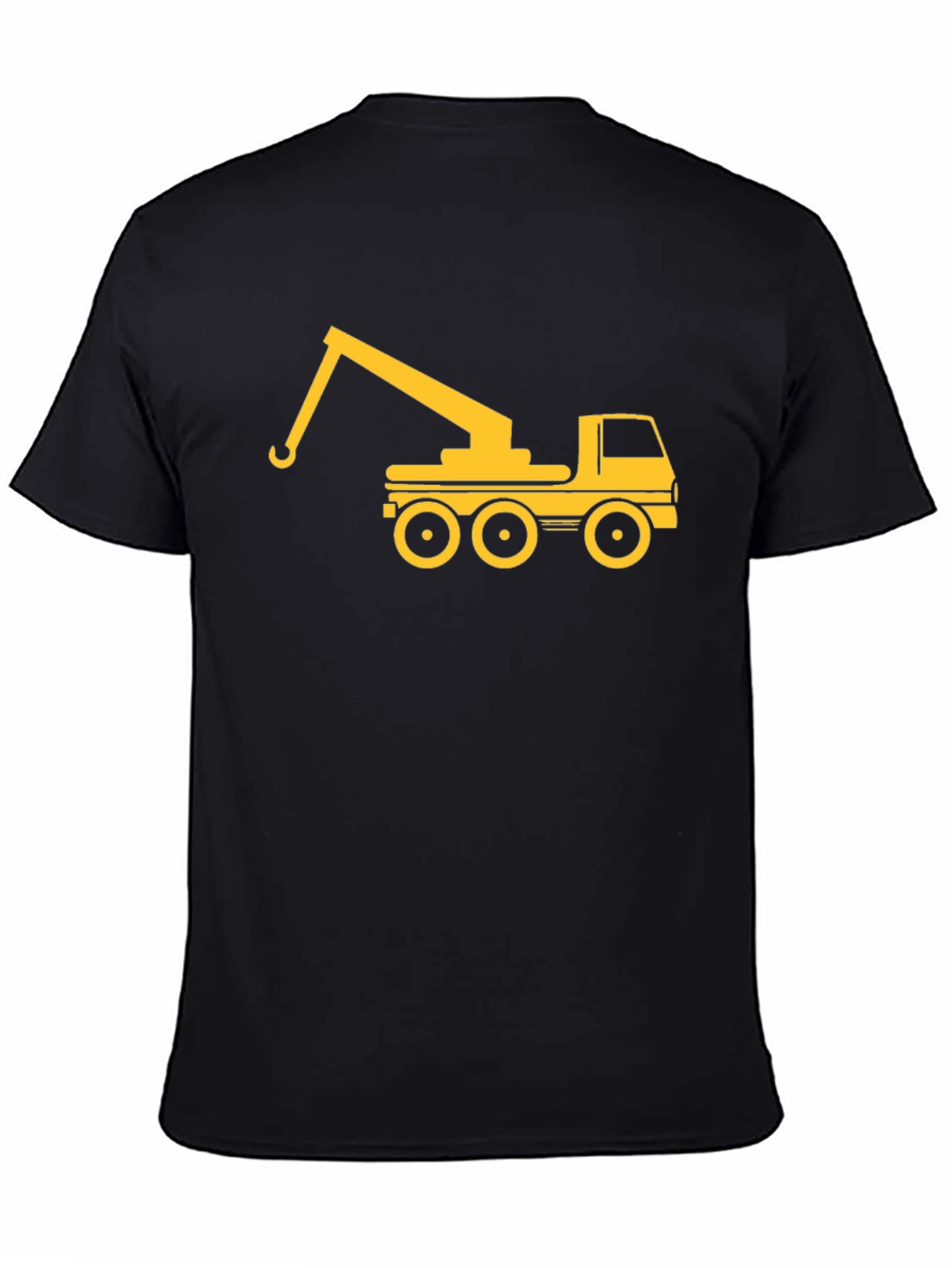 Crane Truck Graphic Tee - Black Cotton T-Shirt