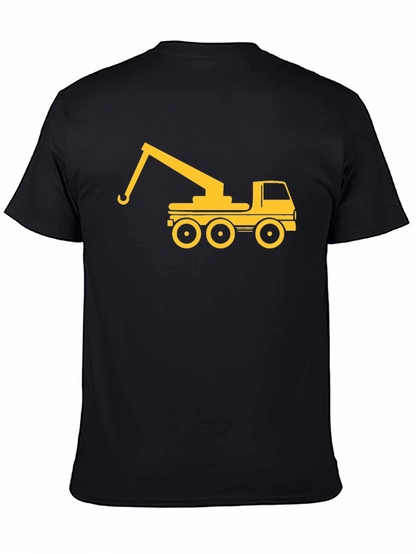 Crane Truck Graphic Tee - Black Cotton T-Shirt