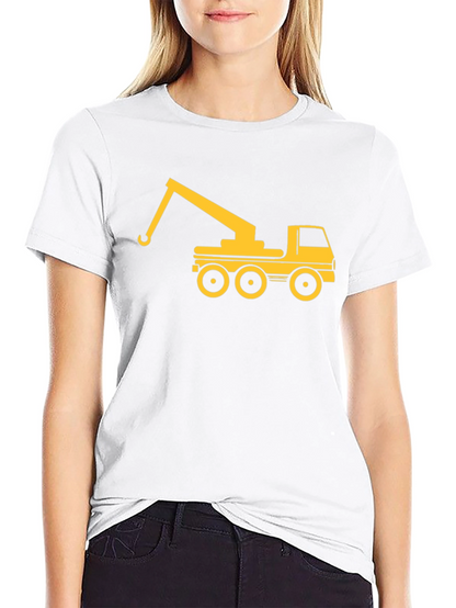 Crane Truck Graphic Tee - Black Cotton T-Shirt