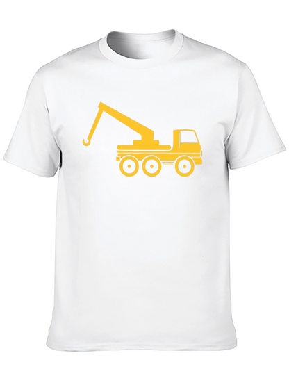 Crane Truck Graphic Tee - Black Cotton T-Shirt