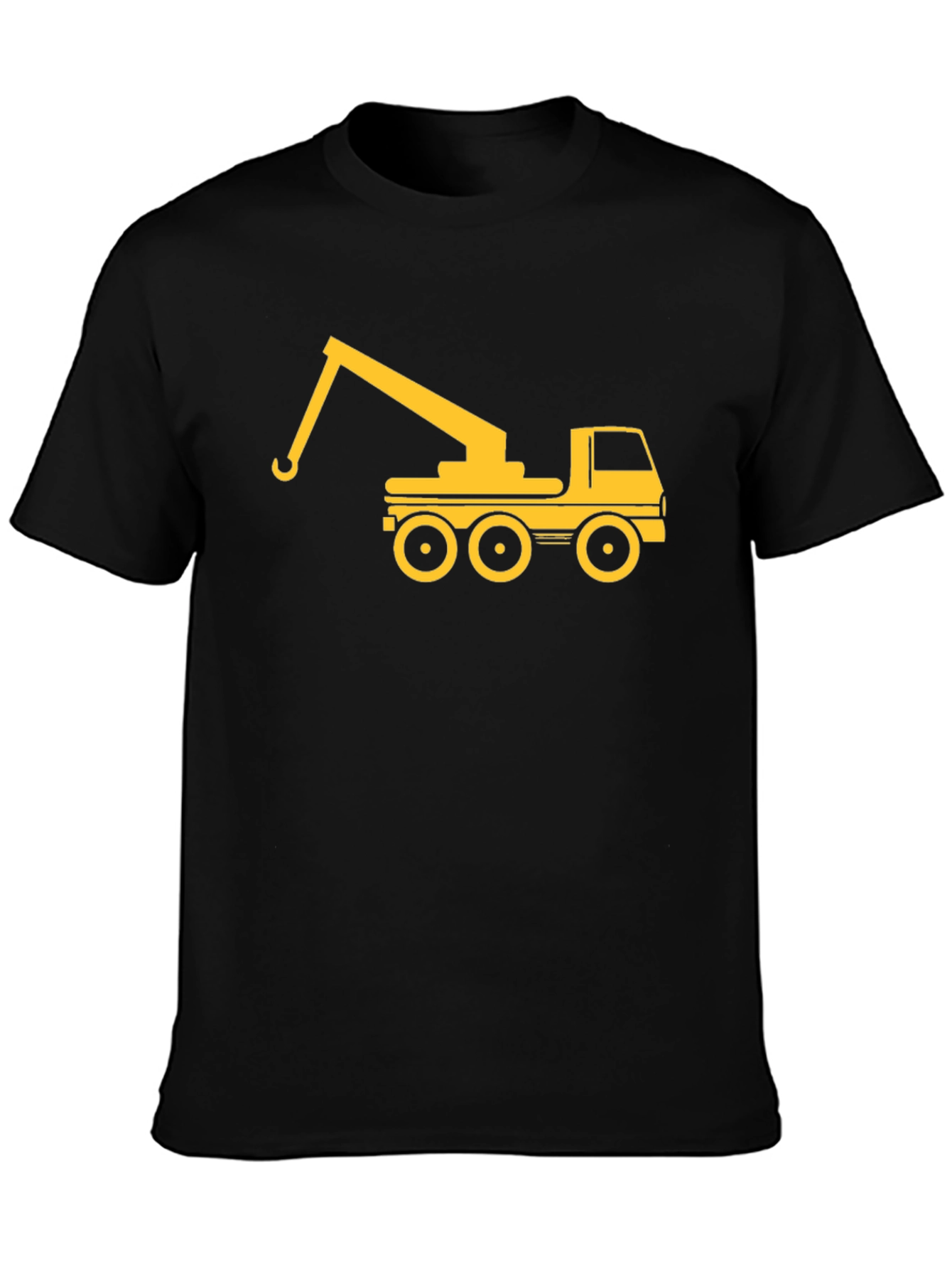Crane Truck Graphic Tee - Black Cotton T-Shirt