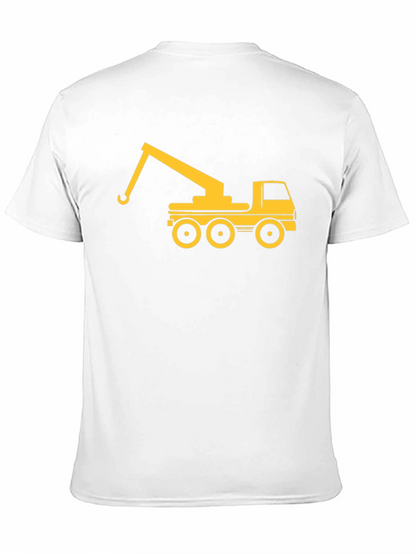 Crane Truck Graphic Tee - Black Cotton T-Shirt