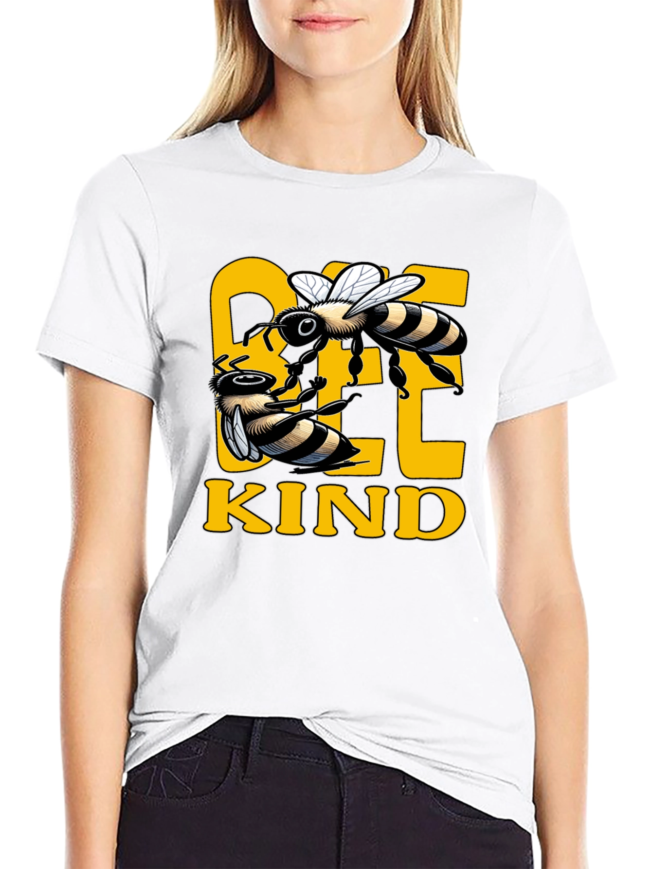 Bee Kind Graphic Tee - Black Cotton T-Shirt