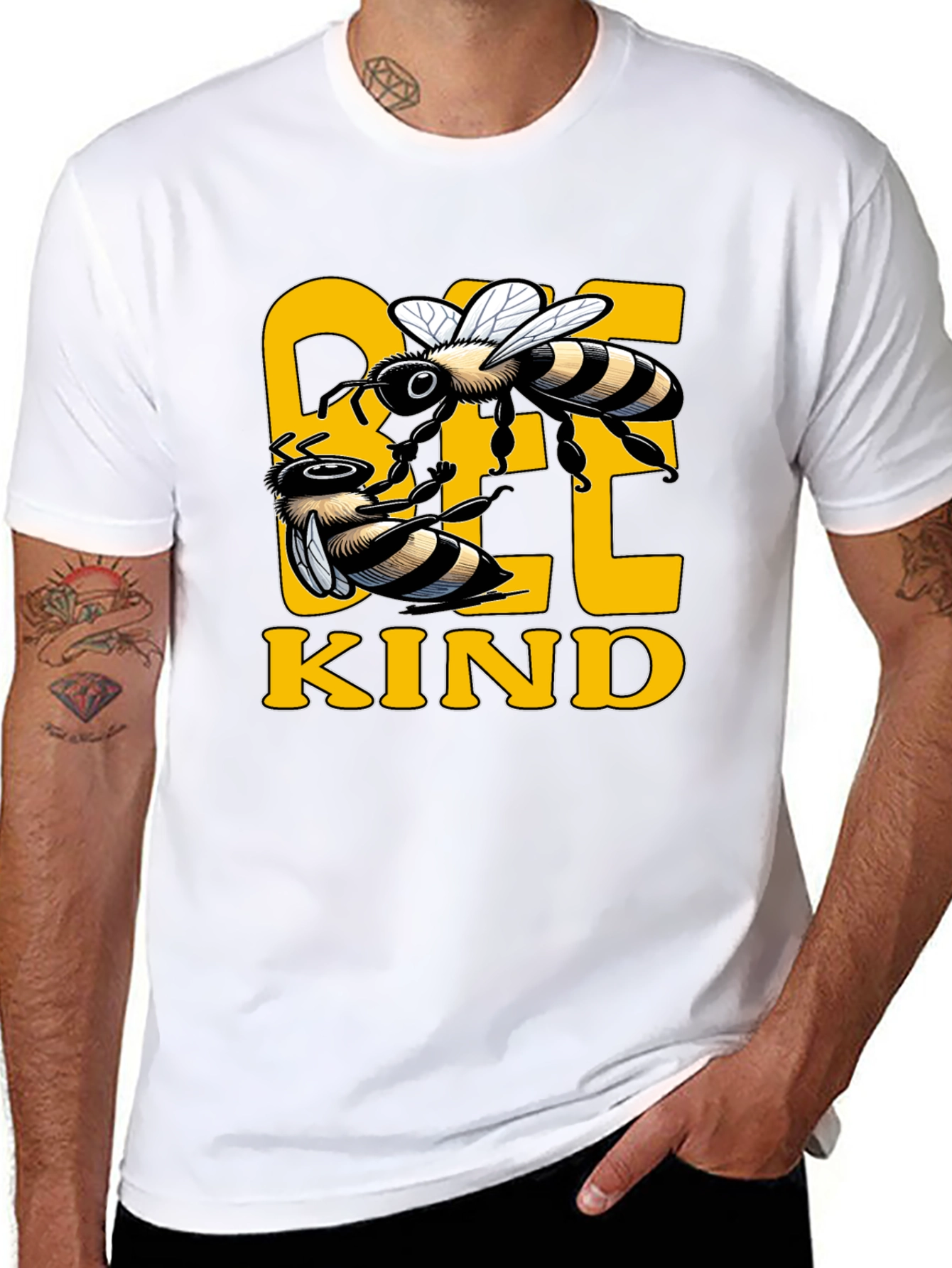 Bee Kind Graphic Tee - Black Cotton T-Shirt