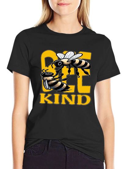 Bee Kind Graphic Tee - Black Cotton T-Shirt