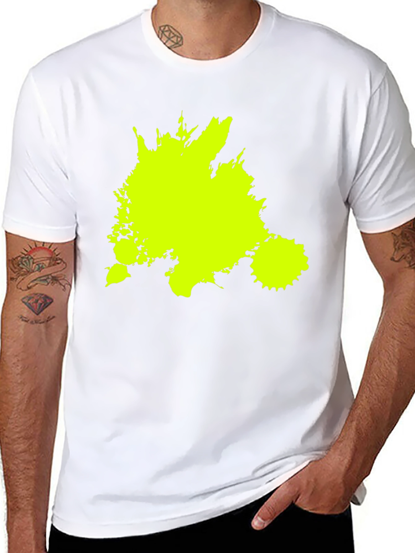 Neon Splatter Black Tee - Unique Graphic Print