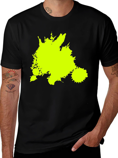 Neon Splatter Black Tee - Unique Graphic Print