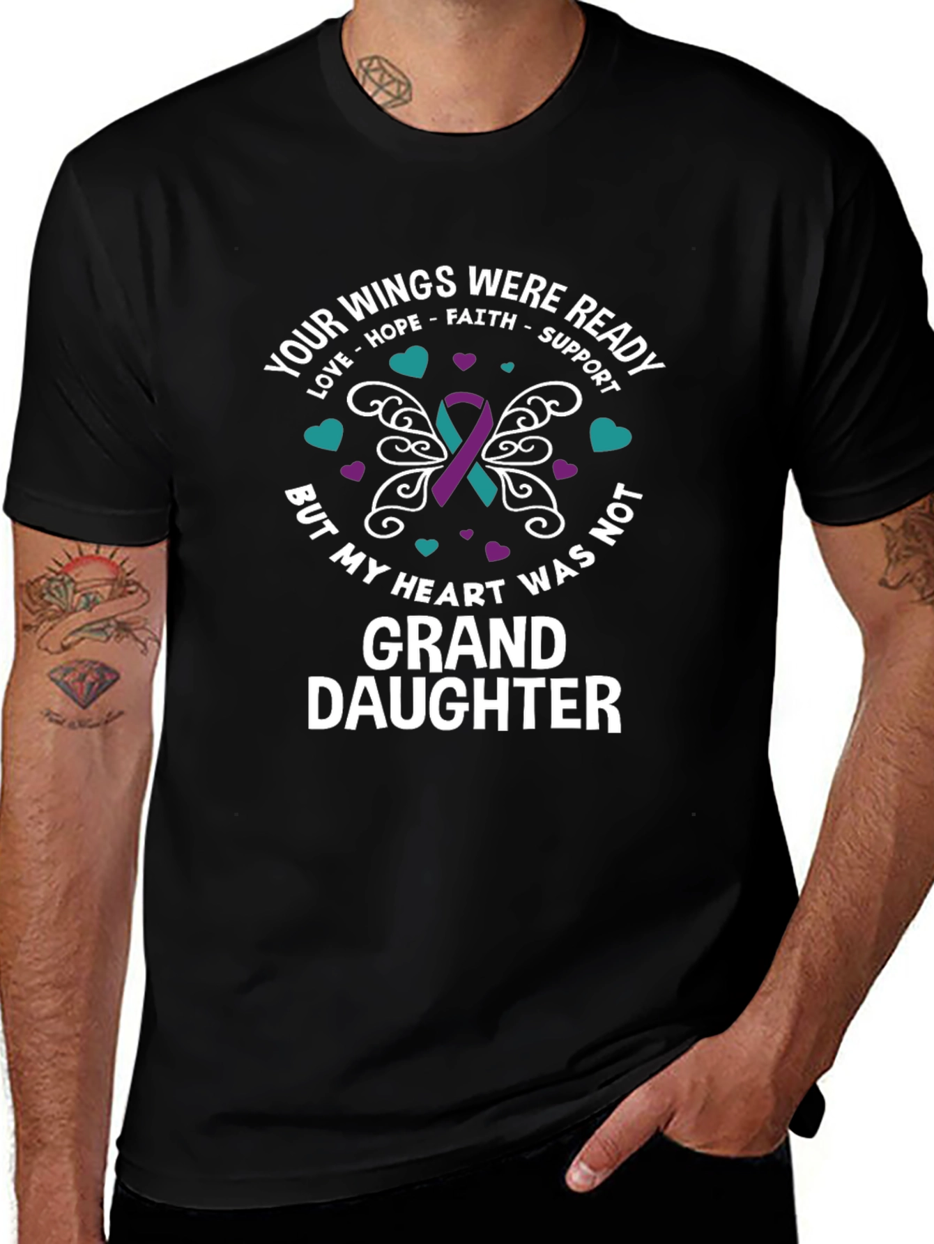 Granddaughter Memorial T-Shirt - Wings Ready Heart Not