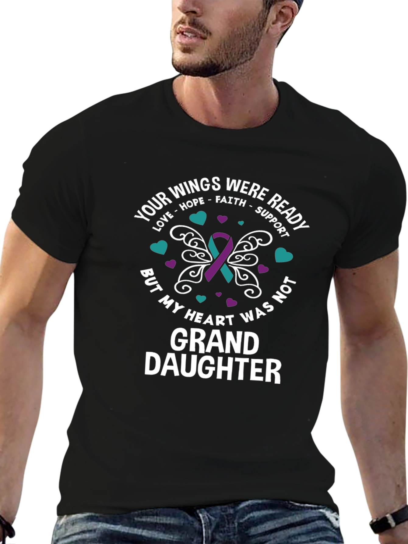 Granddaughter Memorial T-Shirt - Wings Ready Heart Not