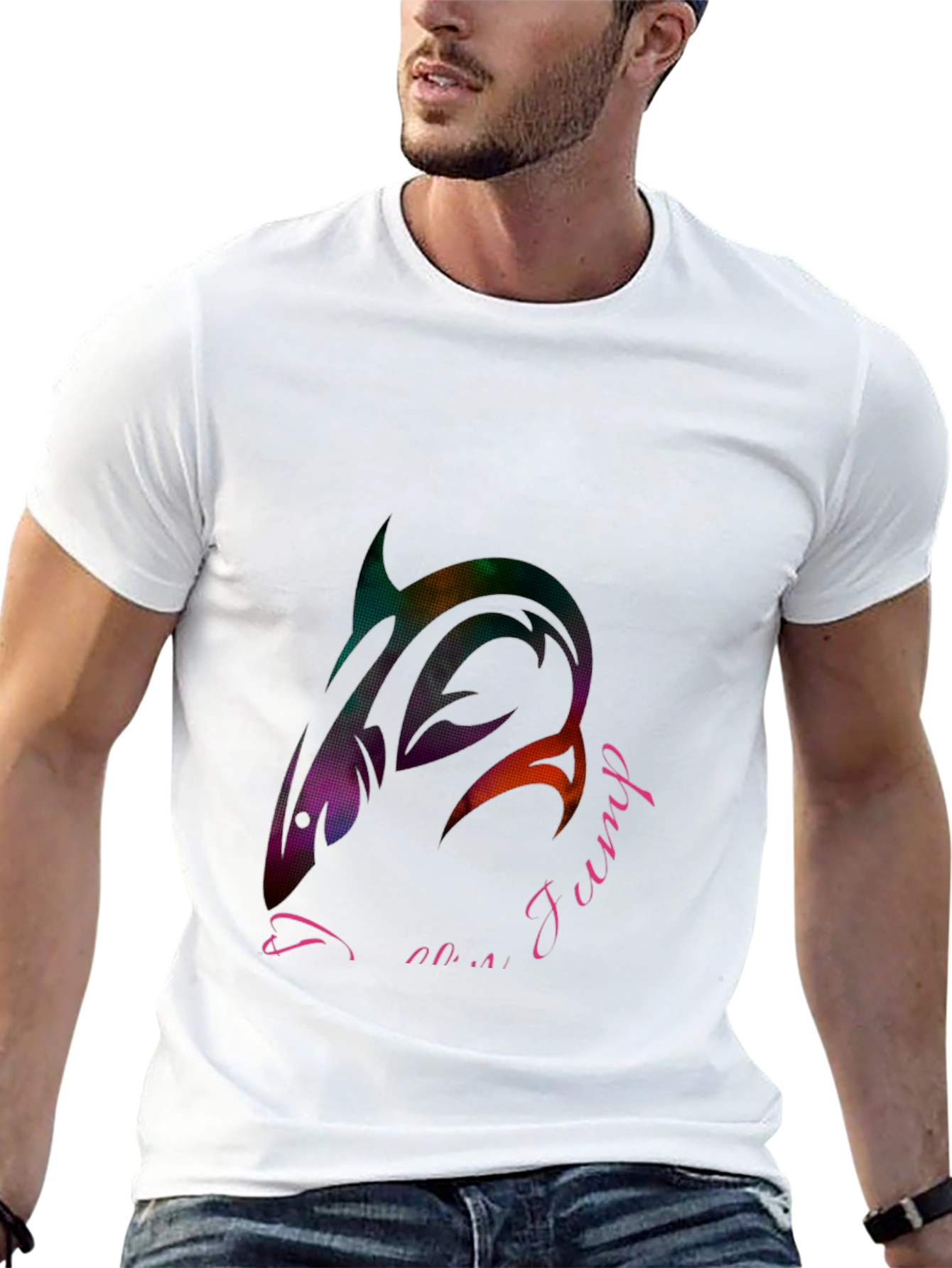 Cool Shark Jump Graphic Black T-Shirt