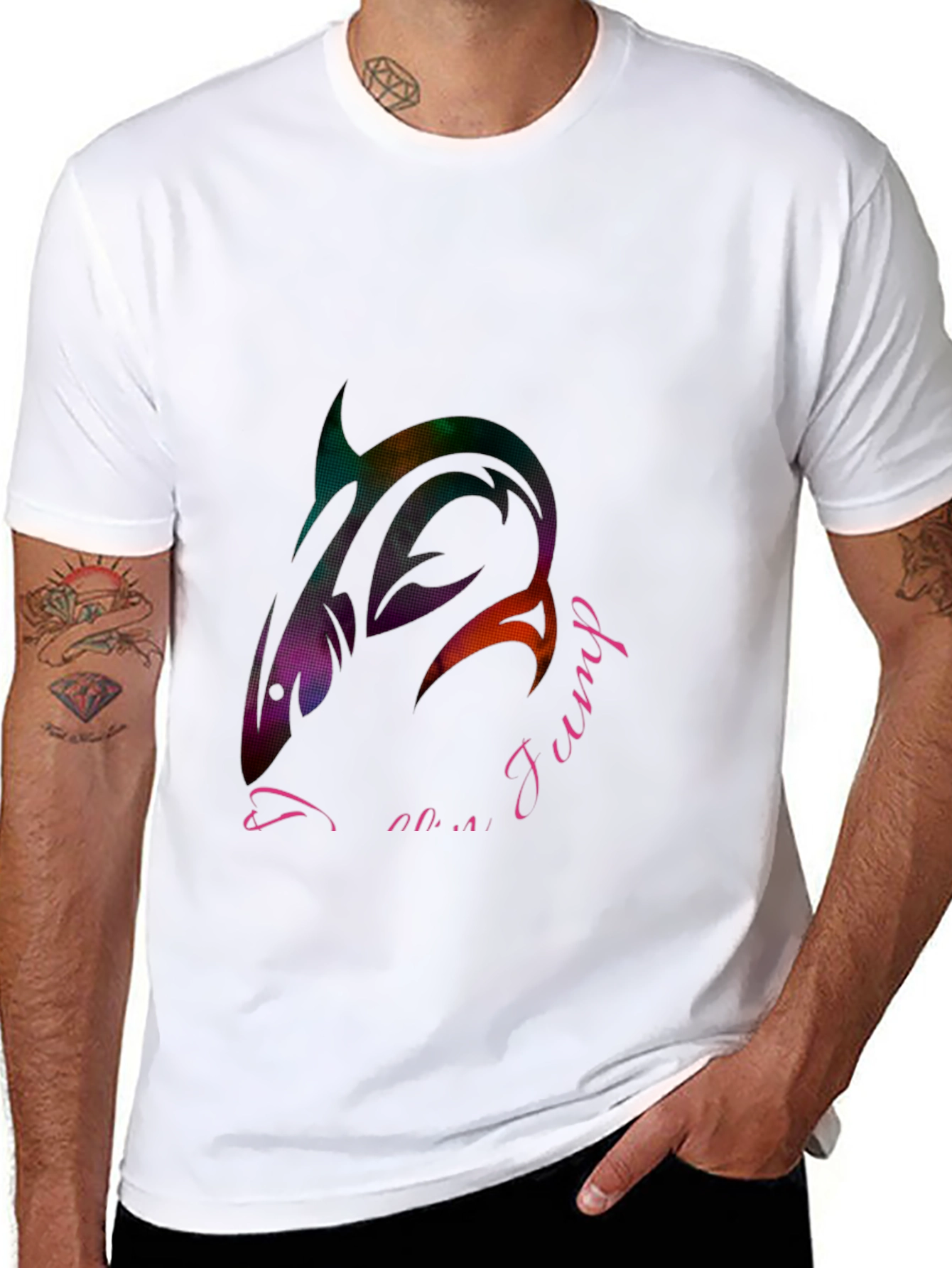 Cool Shark Jump Graphic Black T-Shirt