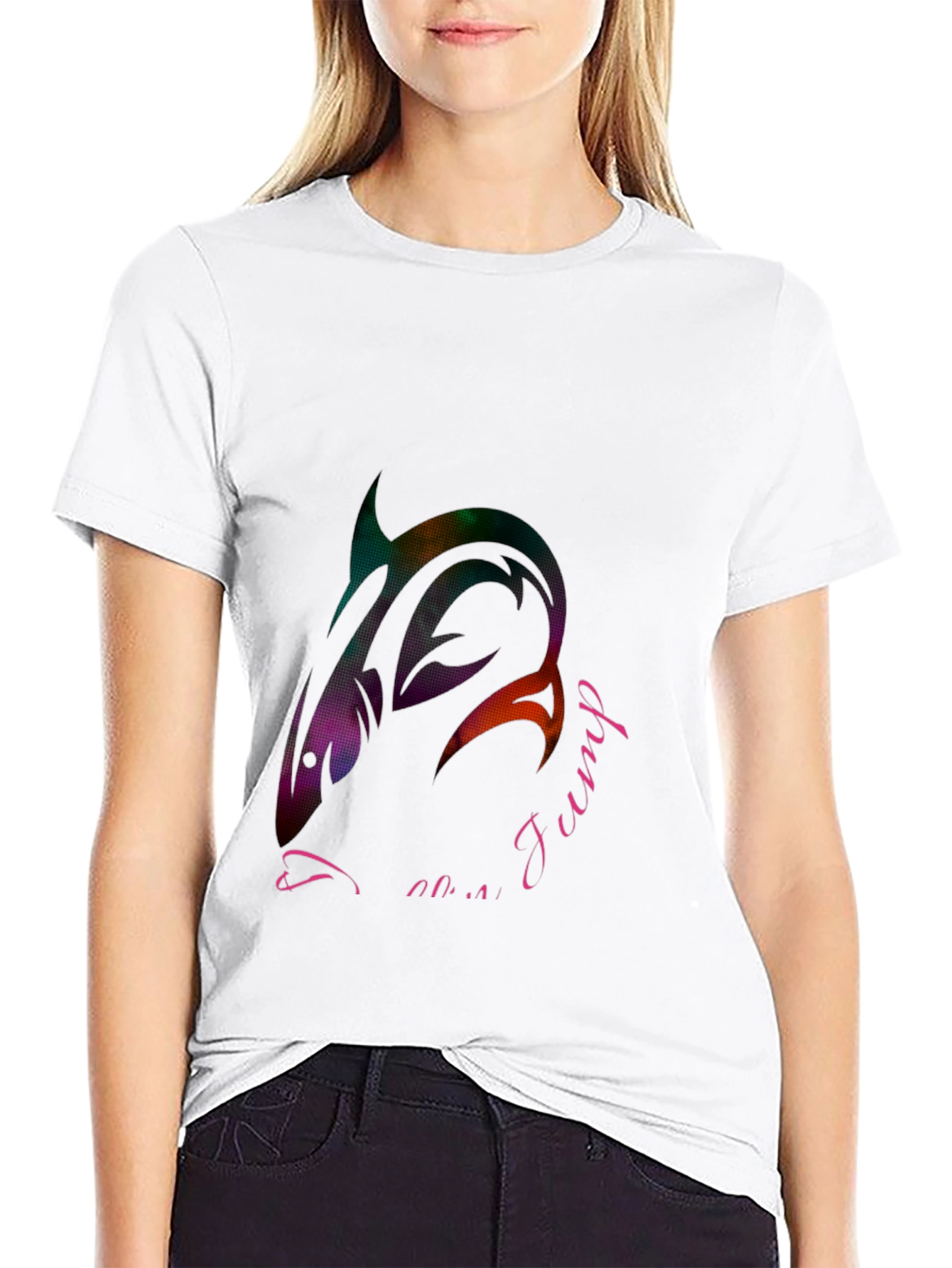 Cool Shark Jump Graphic Black T-Shirt